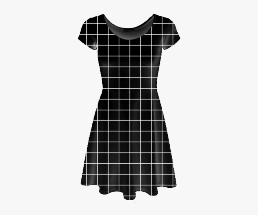 Black Grid Skater Dress - Grunge Aesthetic 60s Outfits, HD Png Download, Free Download