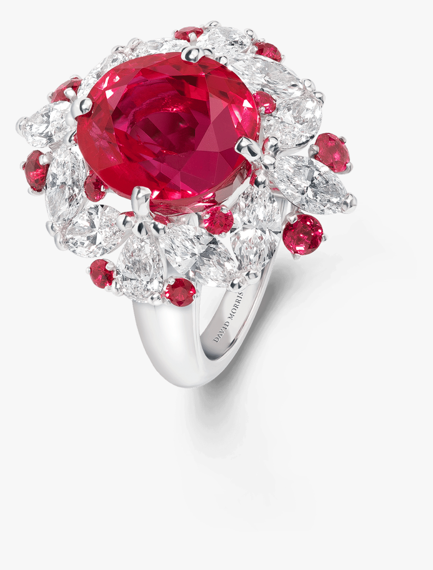 8 42ct Ruby Ring With White Diamonds - Engagement Ring, HD Png Download, Free Download