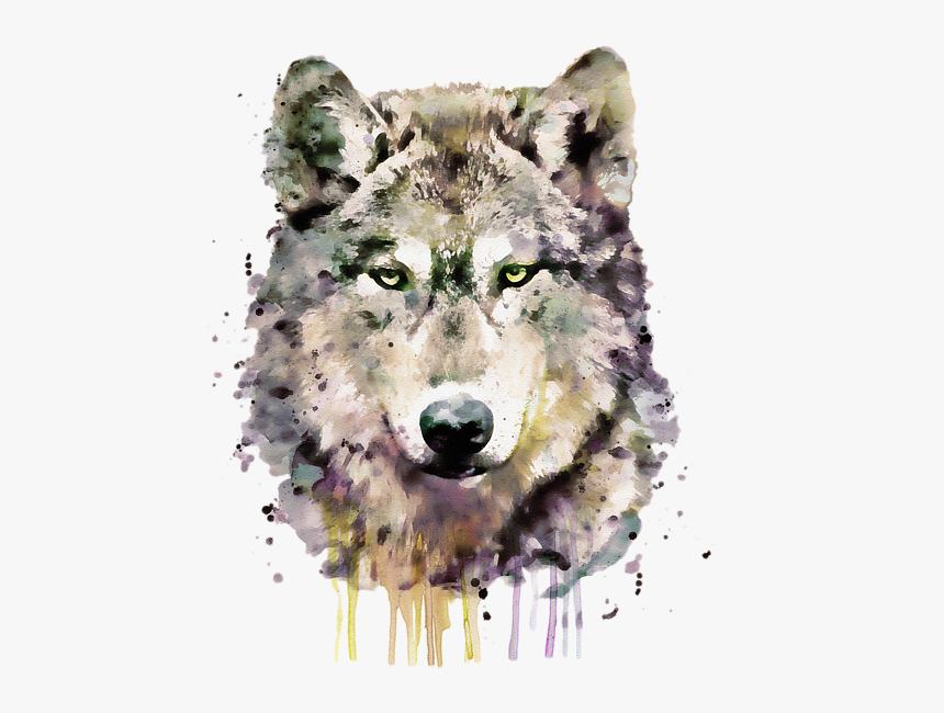 Watercolor Wolf Art Print, HD Png Download, Free Download