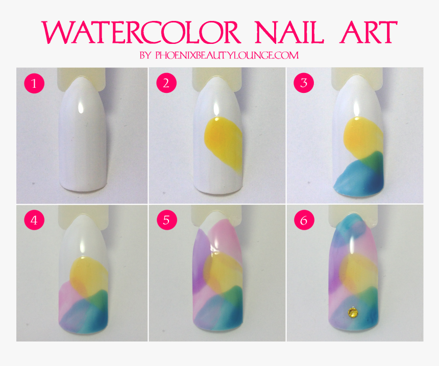Easy Watercolor Nail Art Using Opi Sheer Tints - Step By Step Watercolor Nails, Hd Png Download - Kindpng