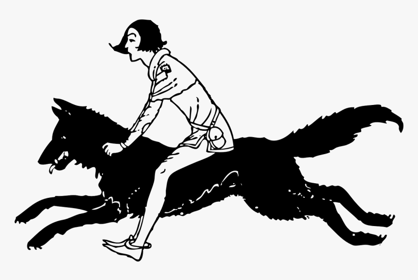 Boy And Wolf Svg Clip Arts - Running Wolf Silhouette, HD Png Download, Free Download
