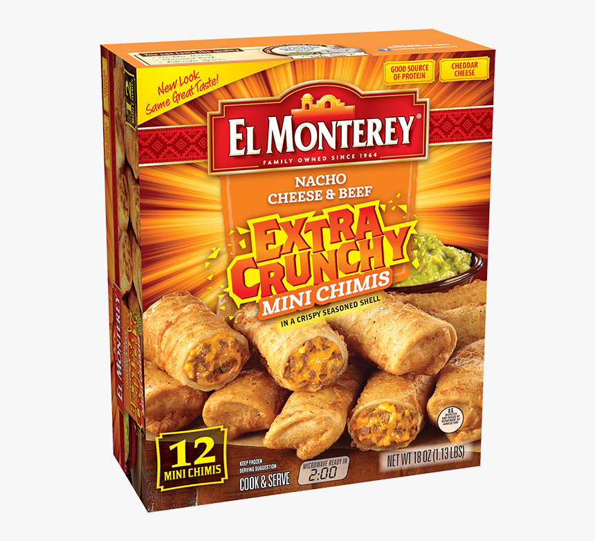 Crunchy Nacho Cheese & Beef Chimichangas - El Monterey Mini Chimis, HD Png Download, Free Download