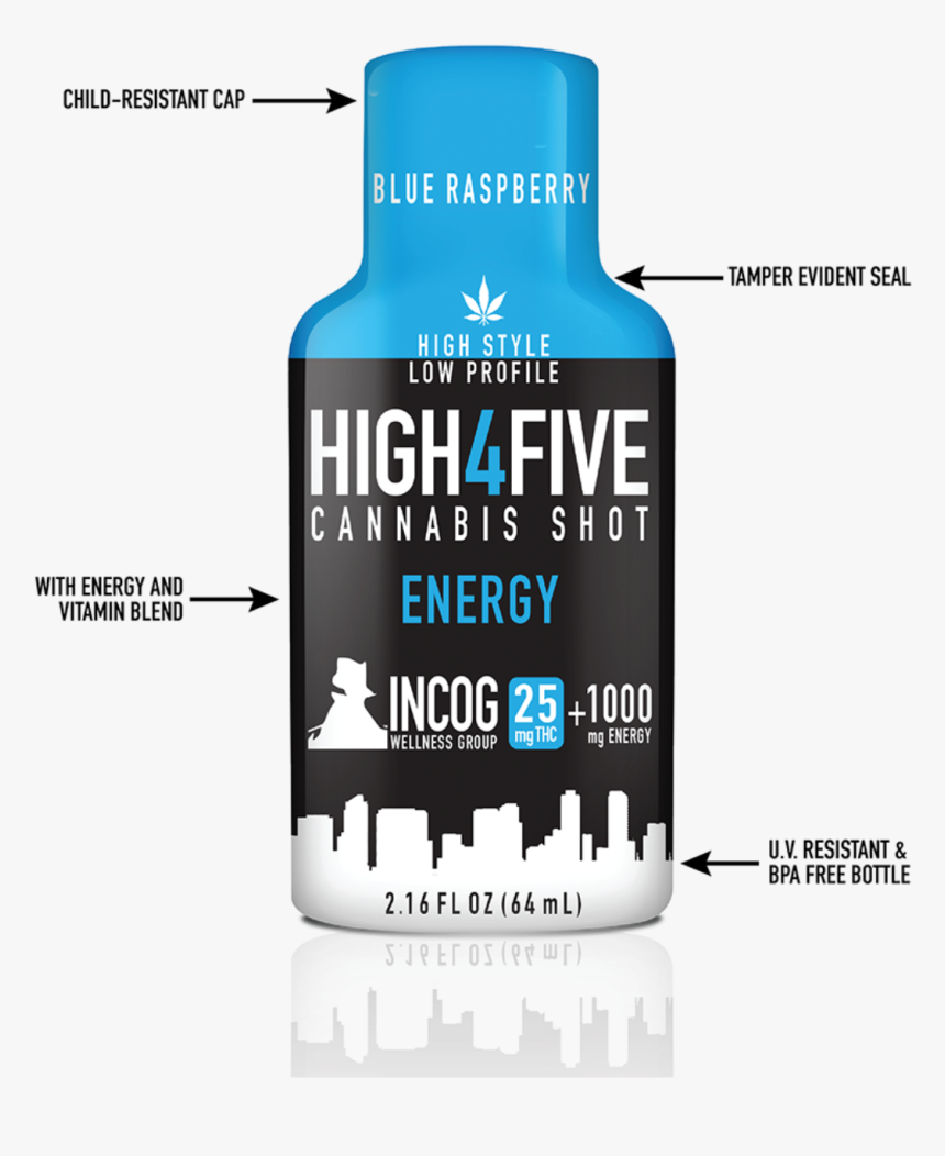 High4five Cannabis Shots - Water Bottle, HD Png Download, Free Download