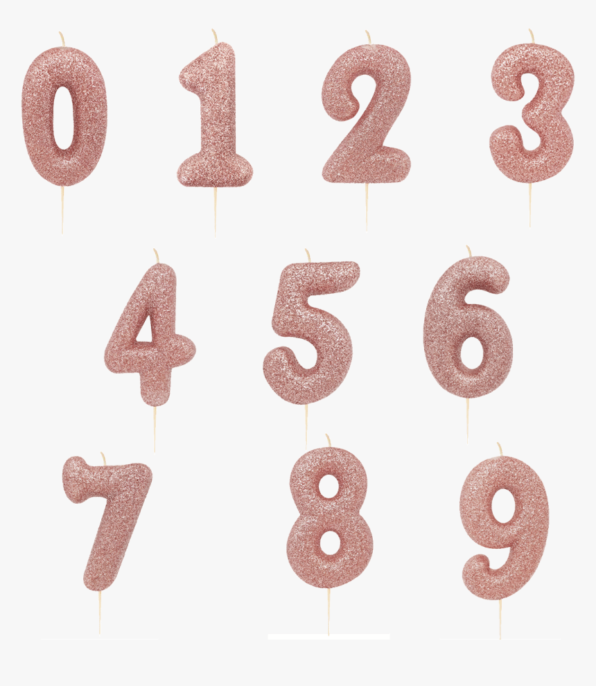 Rose Gold Glitter Moulded Pick Number 0-9 Candles - Png Rose Gold Sparkle Numbers, Transparent Png, Free Download