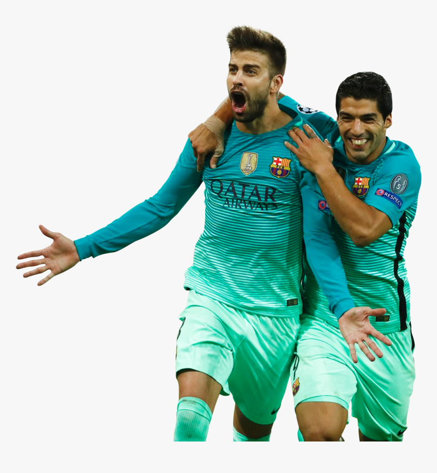 Gerard Piqué & Luis Suarez Render - Uniforme Verde De Barcelona, HD Png Download, Free Download