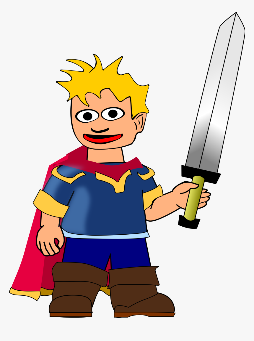 Animated Sword Cliparts - Man With Sword Cartoon, HD Png Download, Free Download