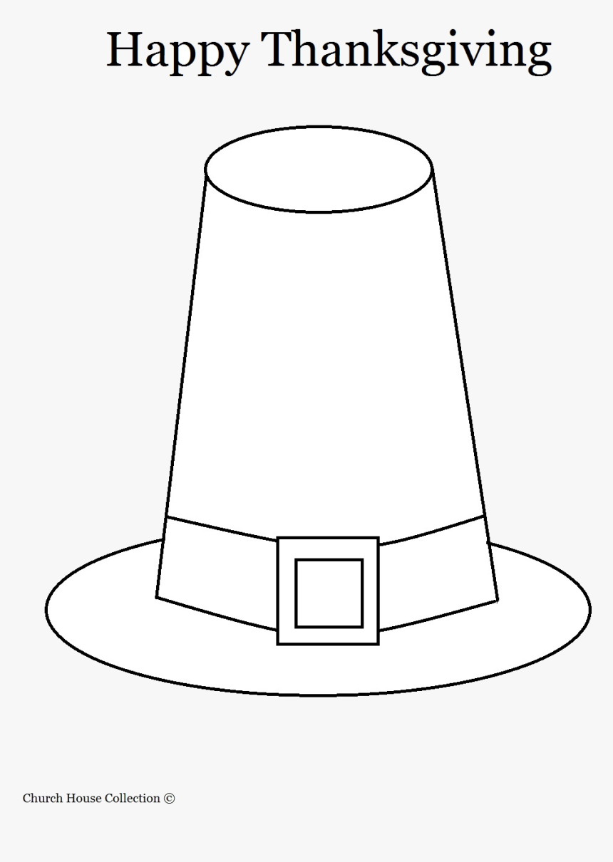 Pilgrim Hat Thanksgiving Coloring Page Transparent - Coloring Book, HD Png Download, Free Download