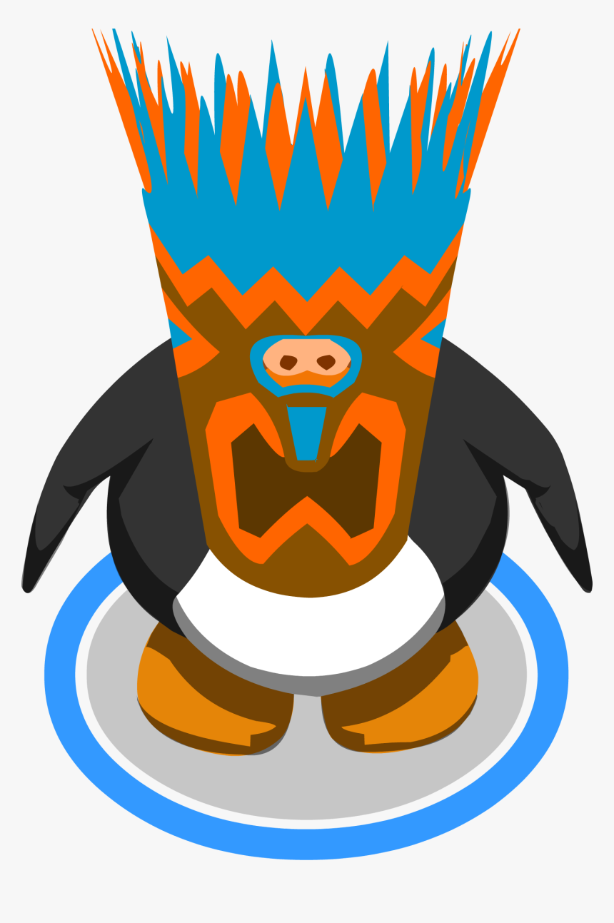 Blue Tiki Mask - Club Penguin Pumpkin Head, HD Png Download, Free Download