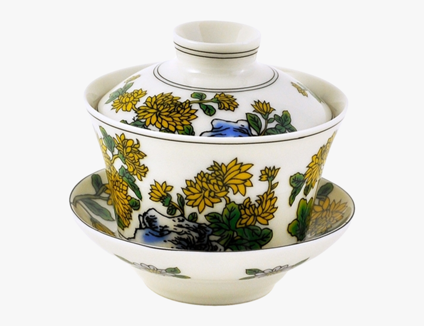 This Fine Bone China Gaiwan Has A Lotus Leaf And Lotus - Porcelain, HD Png Download, Free Download