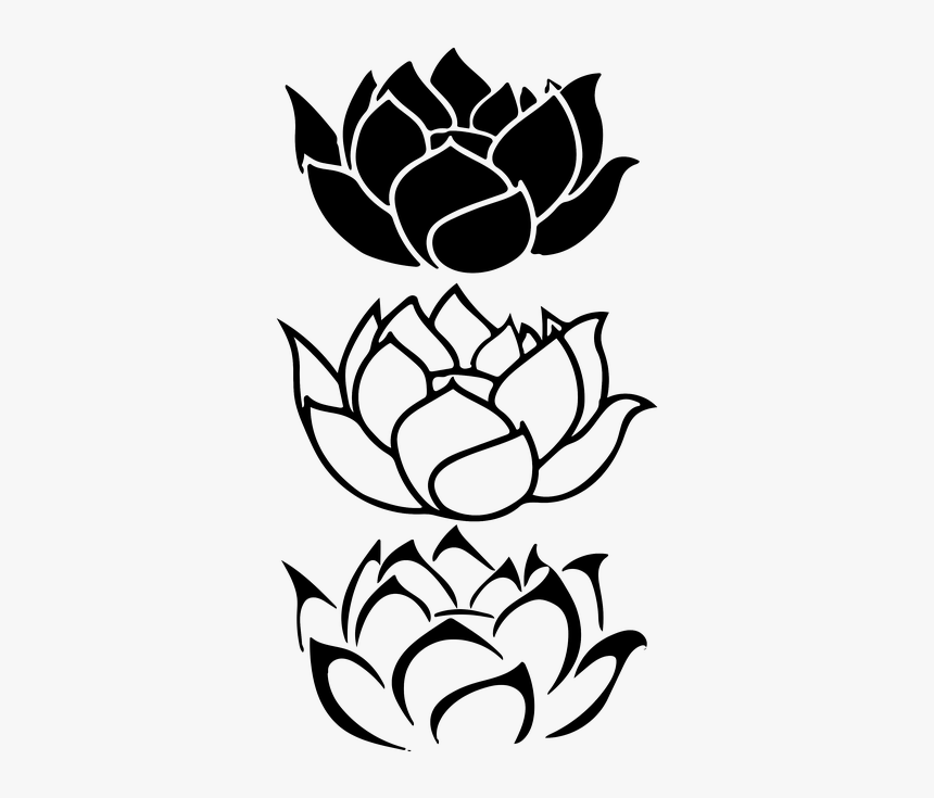 Flower, Lotus, Lotus Flower, Waterlily - Lotus Tattoo Designs Black And White, HD Png Download, Free Download