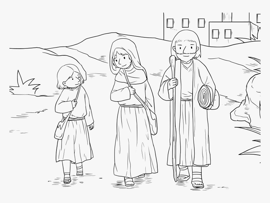 40-52 Jesus As Boy - Jesus With His Parents Coloring, HD Png Download, Free Download