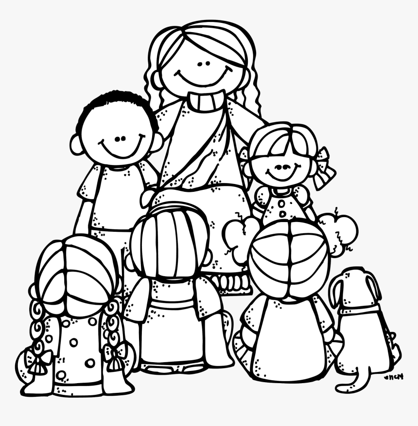 Prophecy Clipart Jesus Child - Black And White Jesus With Children
