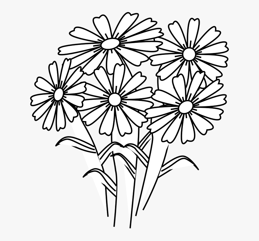 Coloring Book Flowers Clip Art - Drawing Of Flower Composition, HD Png Download, Free Download