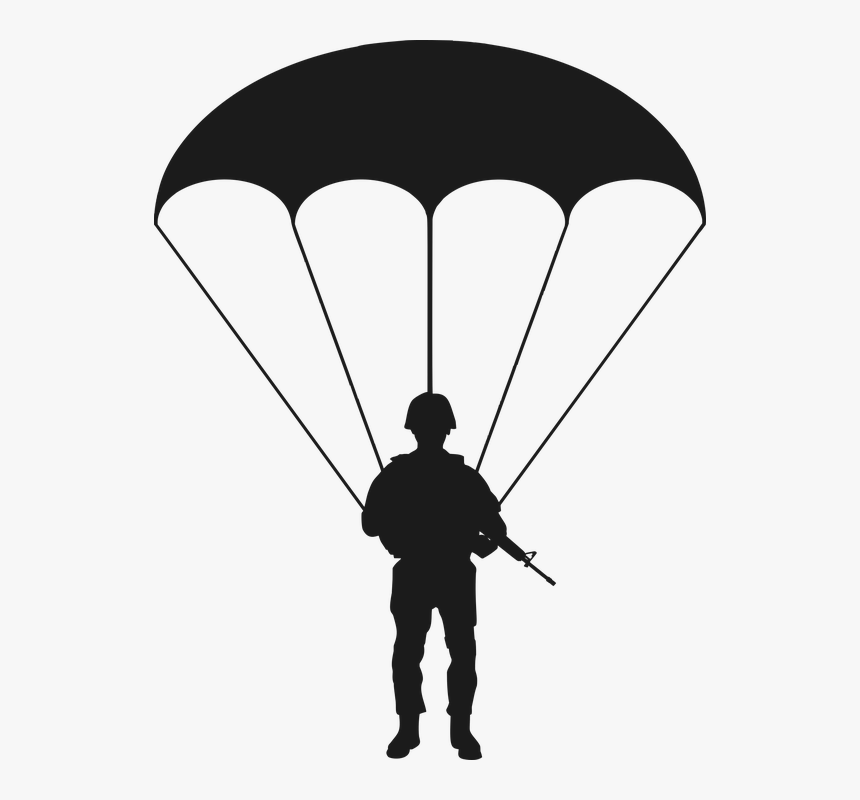 Transparent Ww2 Clipart - Paratrooper Silhouette, HD Png Download, Free Download