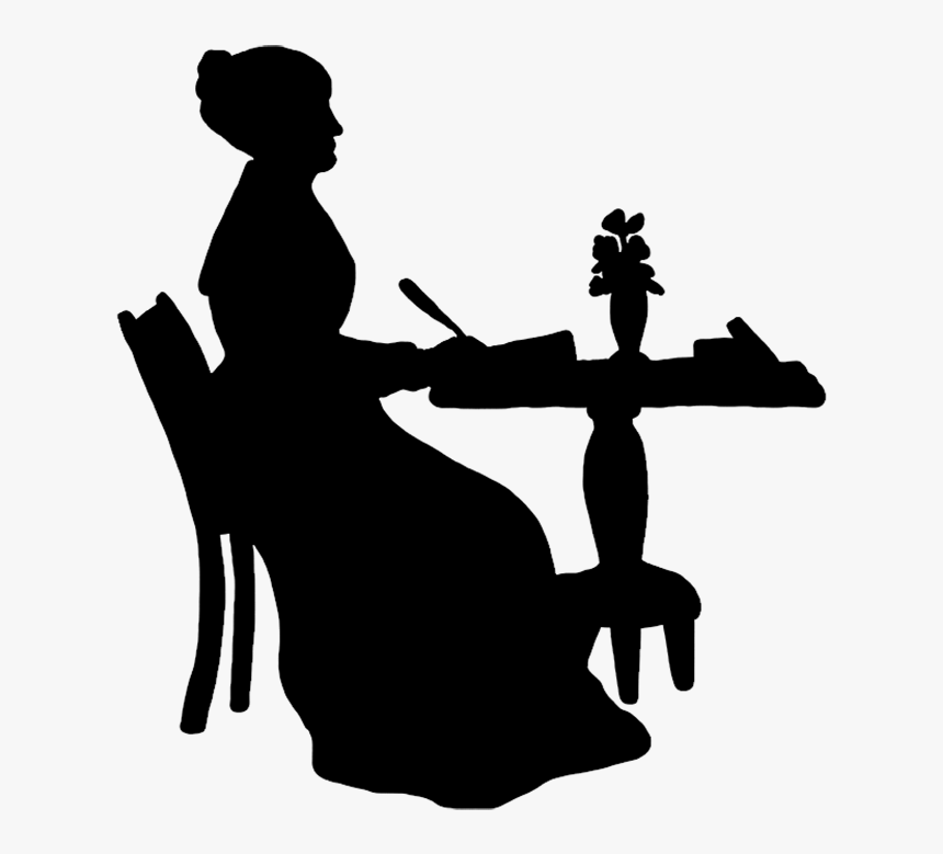 Silhouette Of Woman Writing - Old Lady Silhouette Transparent, HD Png Download, Free Download