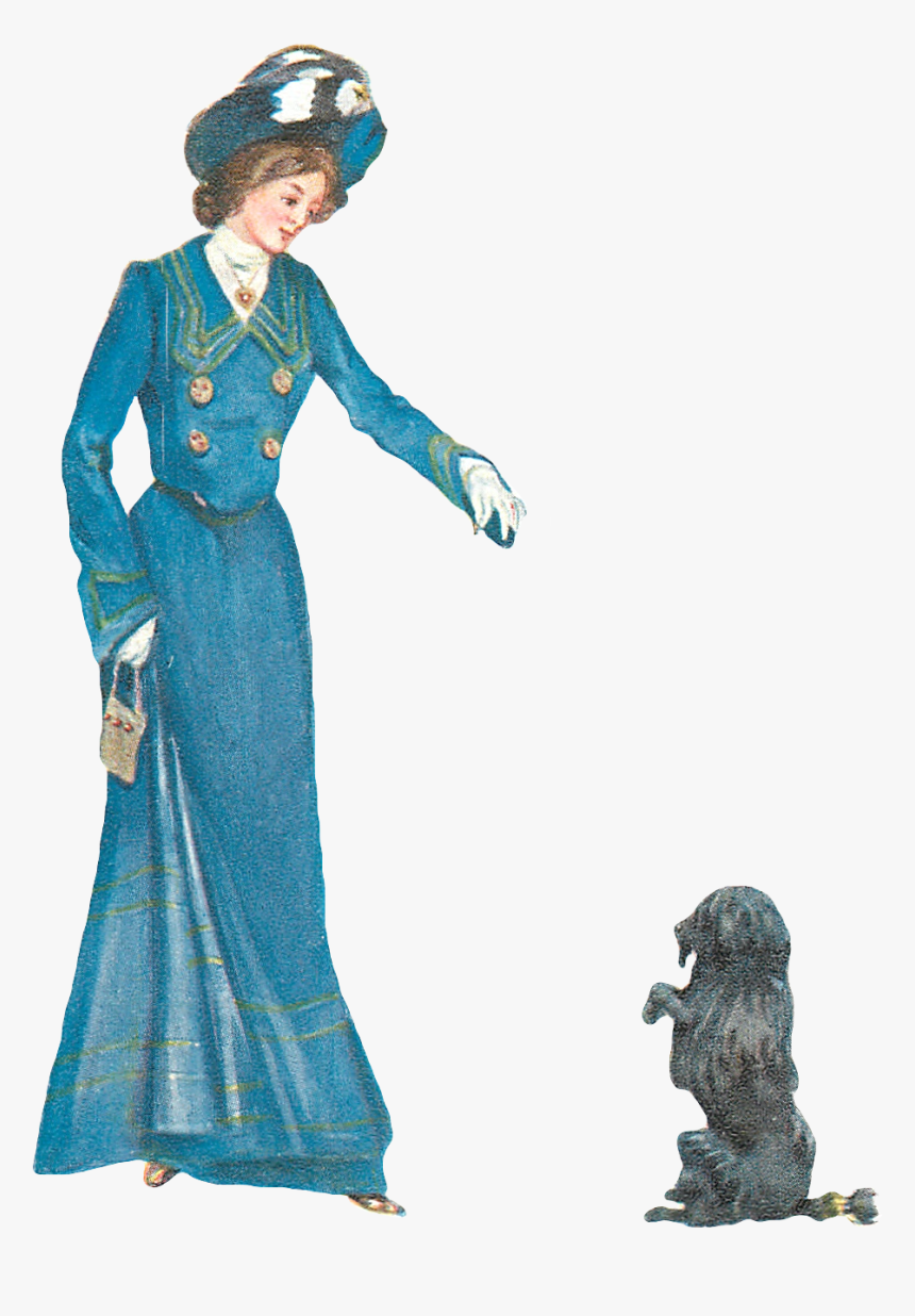 #pet #dog #animal #lady #victorian #woman #training - Vintage Clothing, HD Png Download, Free Download
