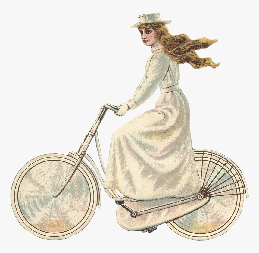 #woman #lady #bicycle #velocipede #retro #vintage #victorian - Victorian Lady Riding Bicycle, HD Png Download, Free Download