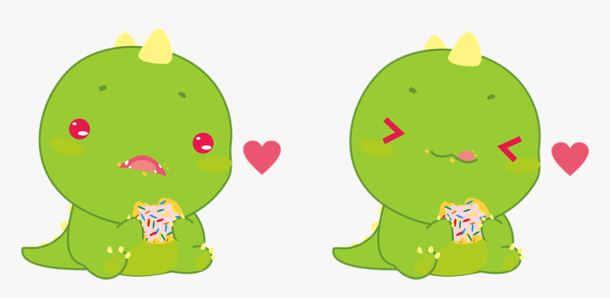 Dino, Dinosaur, Cookie, Sweet, Cake, Green, Cute - Cute Dinos, HD Png Download, Free Download