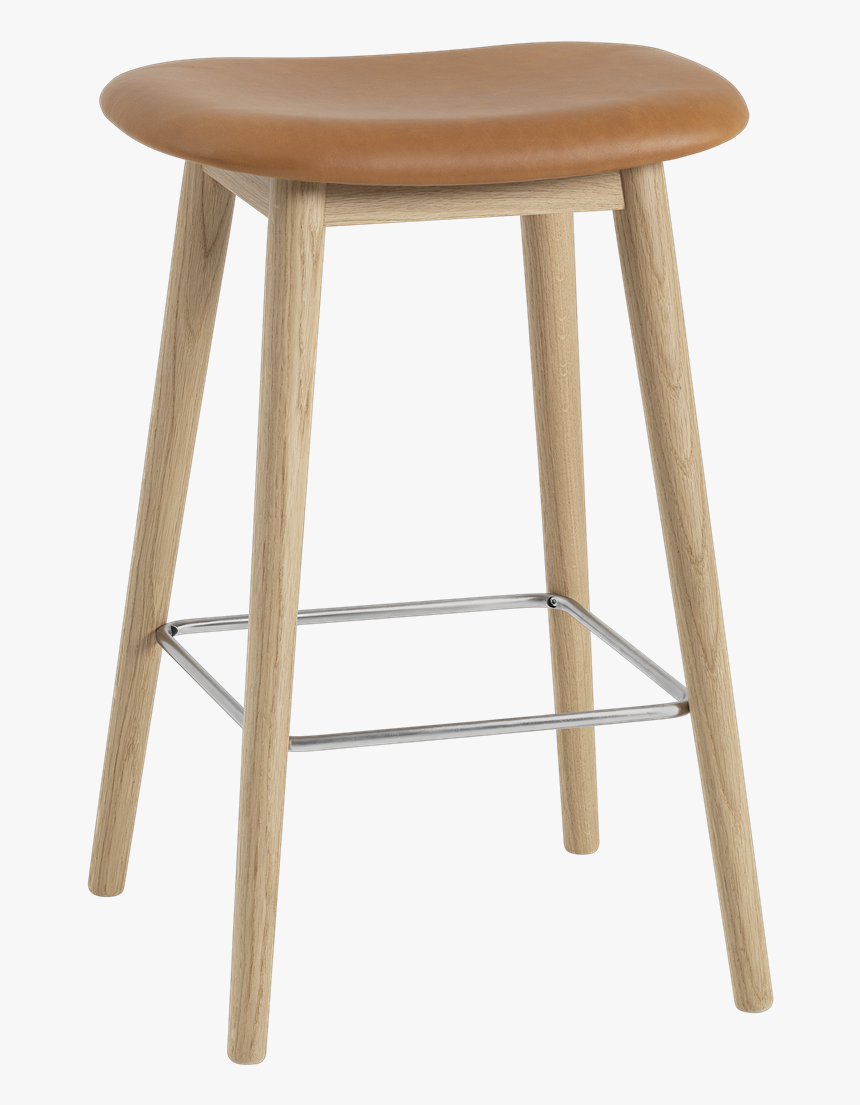 23635 Oak Cogn Fiber Bar Stool Wood H65 Full Uph Refine - Leather And Wood Stool, HD Png Download, Free Download