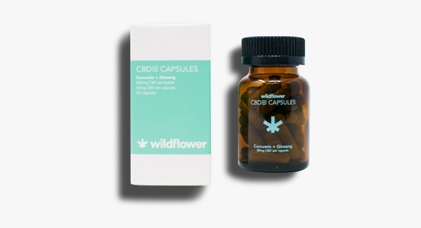 Flowertown Wildflower Cbd Capsules Curcumin Ginseng - Medicine, HD Png Download, Free Download