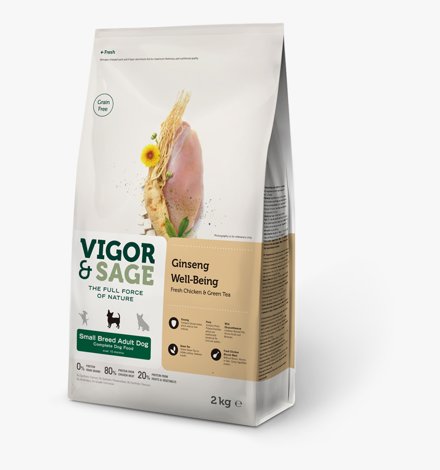 Vigor Sage Lginseng Well Being Small Breed Adult Dog - Vigor & Sage Dog Food Review, HD Png Download, Free Download