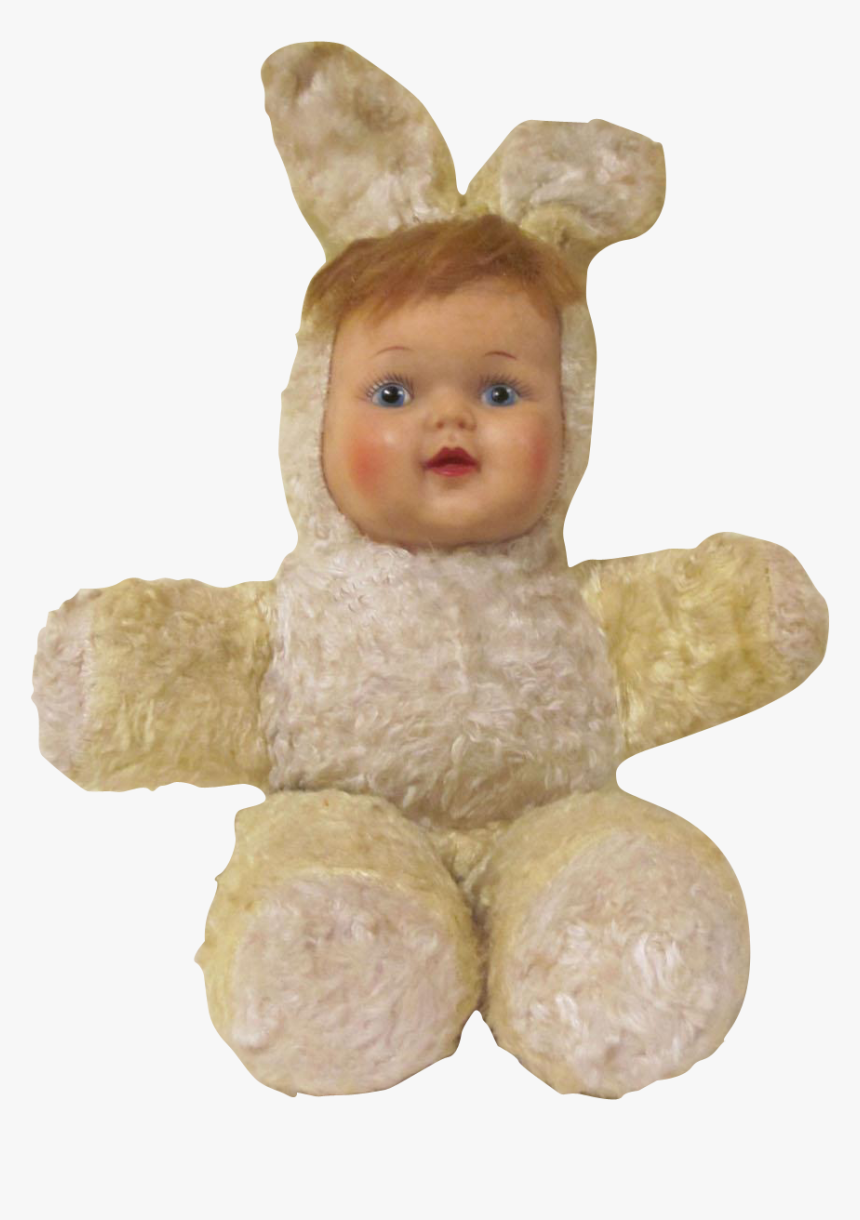 Vintage Plush Rabbit With Rubber Child"s Face Doll, HD Png Download, Free Download