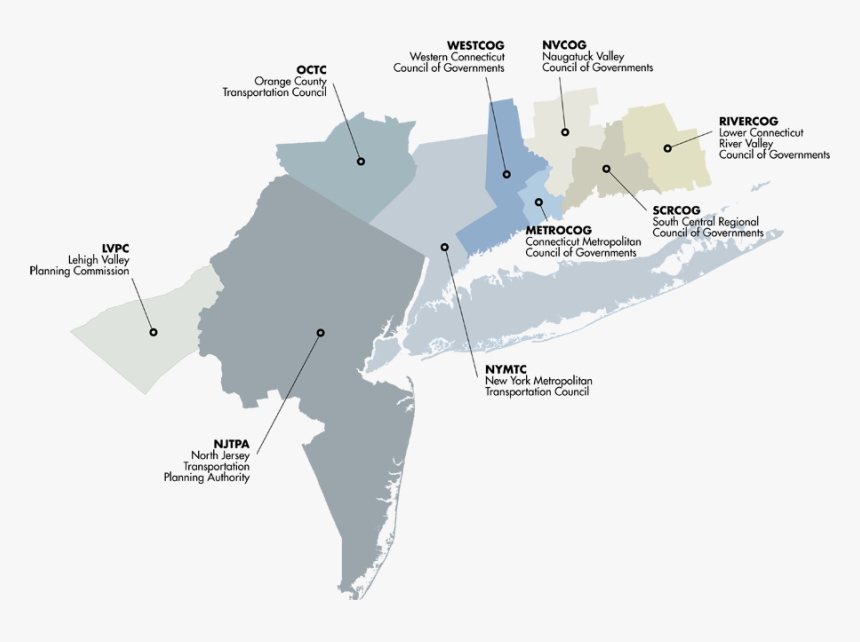 Metropolitan Planning Organization Map - New York Metropolitan Area Governments, HD Png Download, Free Download