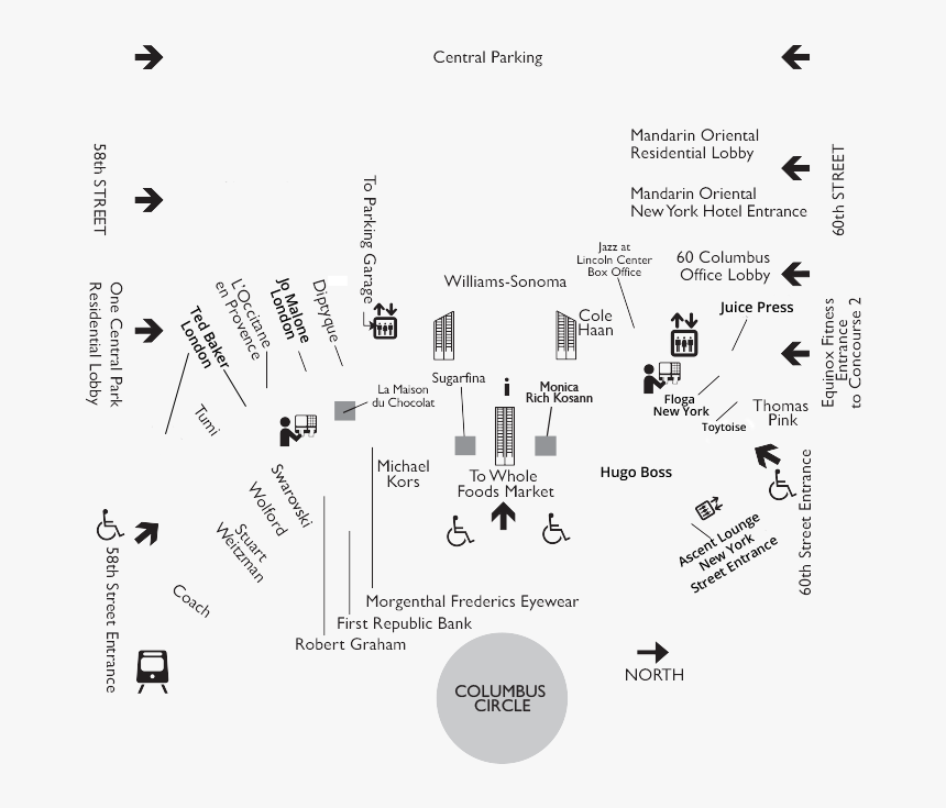 Floor Map - Shops At Columbus Circle Map Floor 3, HD Png Download, Free Download