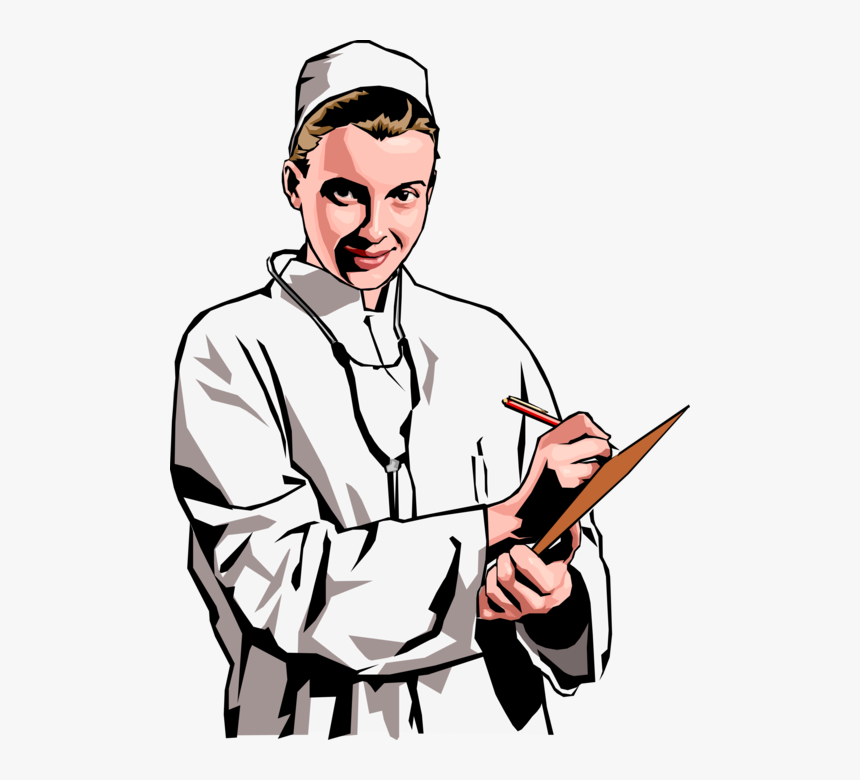 Vector Illustration Of Physician Doctor With Clipboard - Nurse And Documentation Clip Art, HD Png Download, Free Download