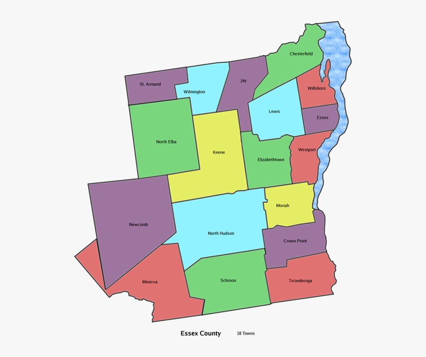 Map Showing The Various Towns Located In Essex County, - Essex County New York Towns, HD Png Download, Free Download