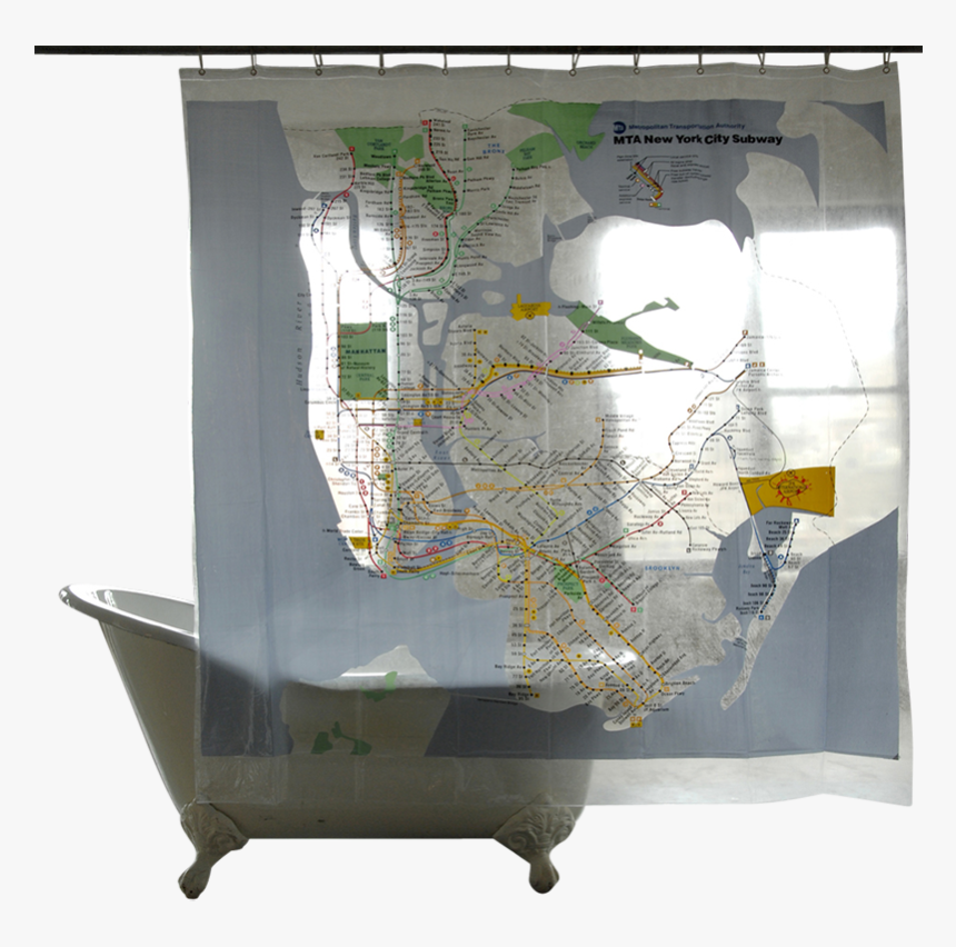 Map Series Shower Curtains, Nyc Subway-0 - Clear Printed Shower Curtains, HD Png Download, Free Download