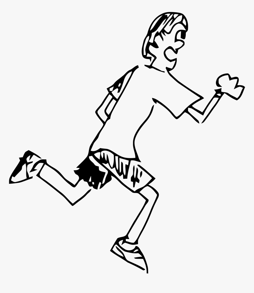Running Boy Clip Art - Run Png Black And White, Transparent Png, Free Download
