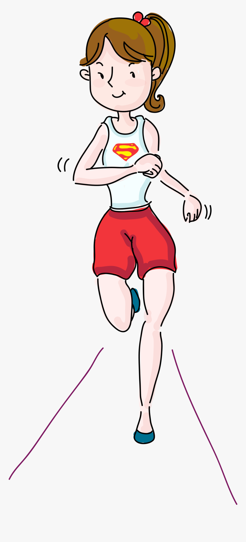 Woman Running Big Image - Girl Running Forward Cartoon, HD Png Download, Free Download