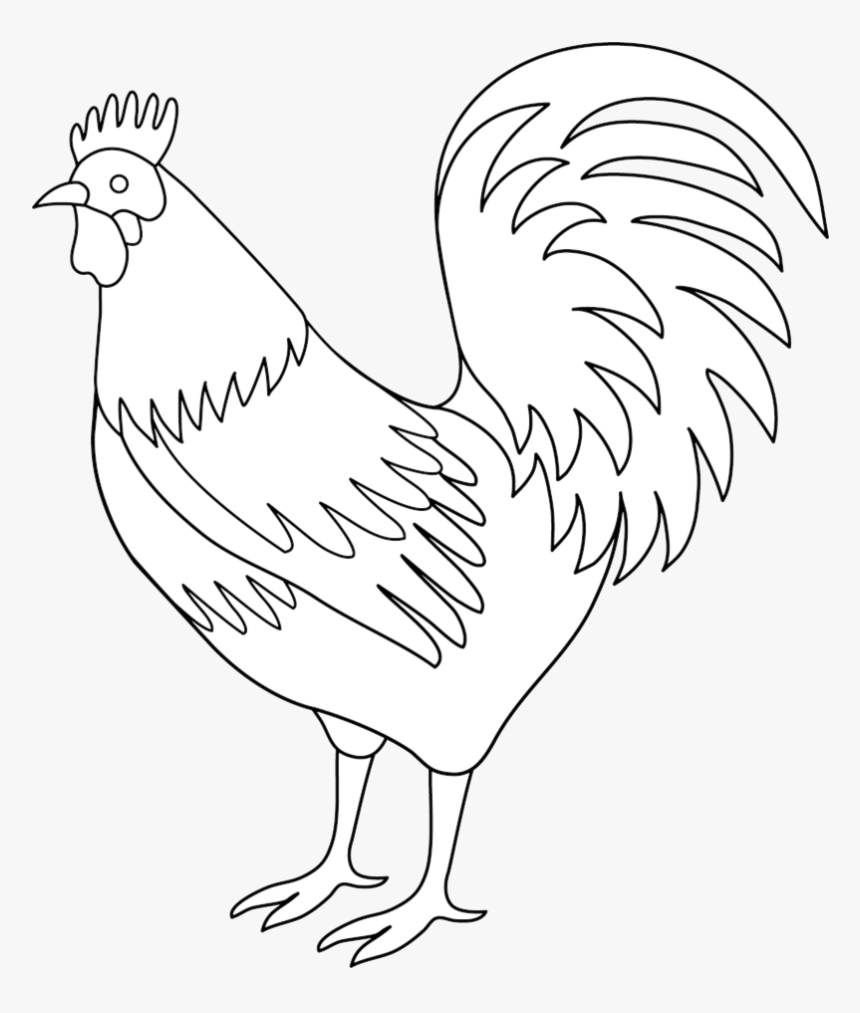 Chicken Clipart Tail Black And White Rooster Art Transparent - Rooster Black And White, HD Png Download, Free Download