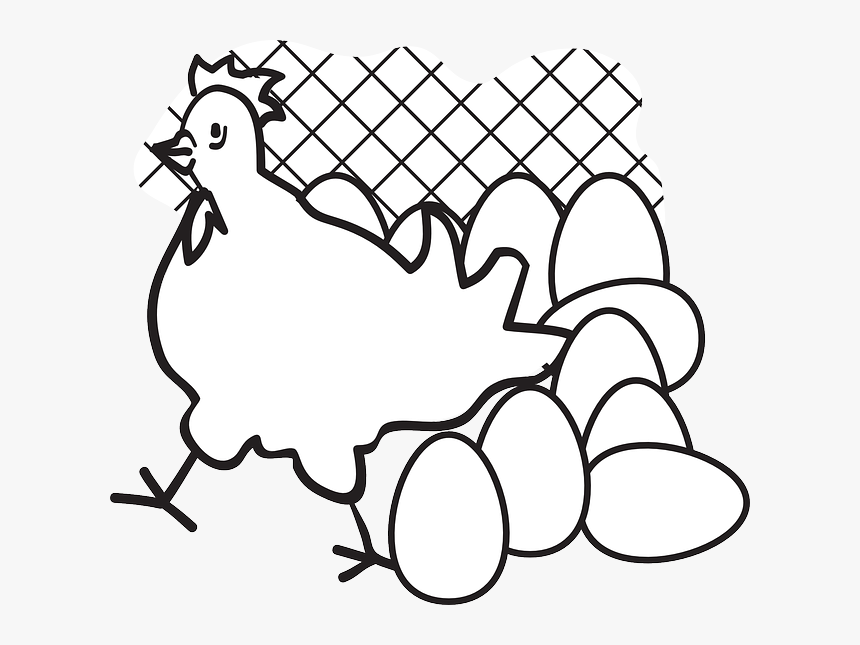 Chicken Eggs Clipart - Black And White Chicken And Egg, HD Png Download, Free Download