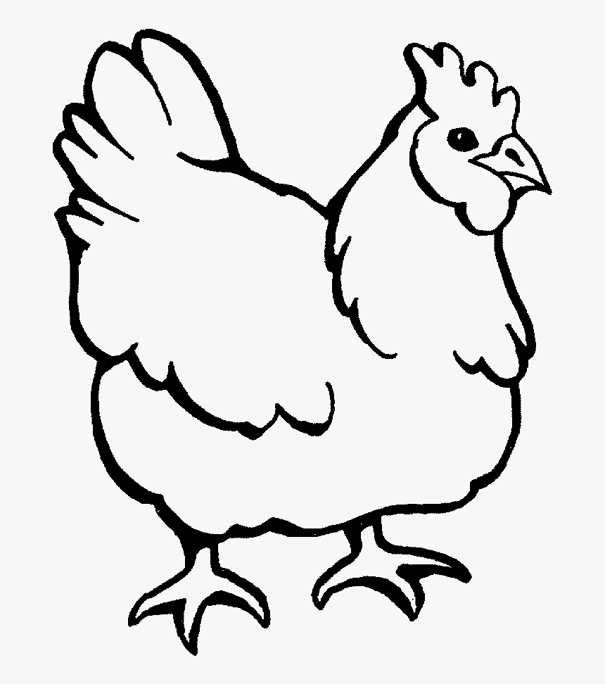 Chicken Clipart Coloring Page, Printable Chicken Clipart - Colouring Pages Of Hen, HD Png Download, Free Download