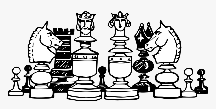Black And White Chess Game Pieces Play Vintage Chess Clipart Black And White Hd Png Download Kindpng