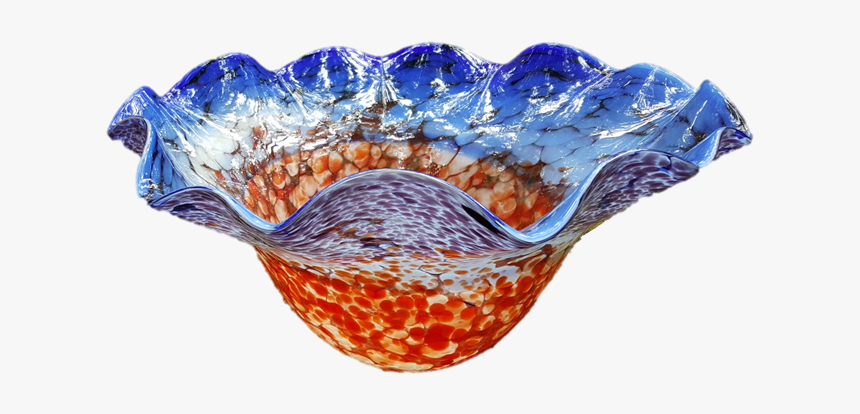 Jellyfish Murano Style Glass Bowl - Orange Blue Glass Bowl, HD Png Download, Free Download