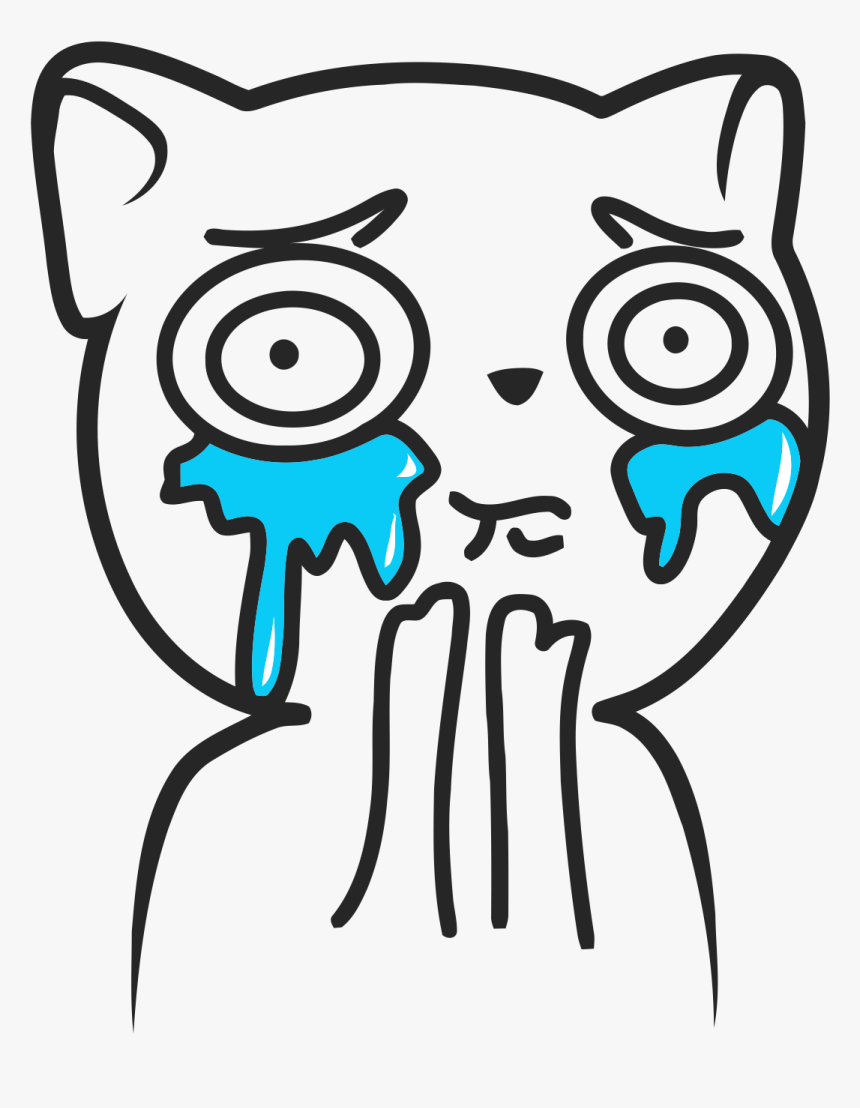 Crying Face Meme Png Picture Black And White - Crying Cat Cartoon Png,  Transparent Png - kindpng
