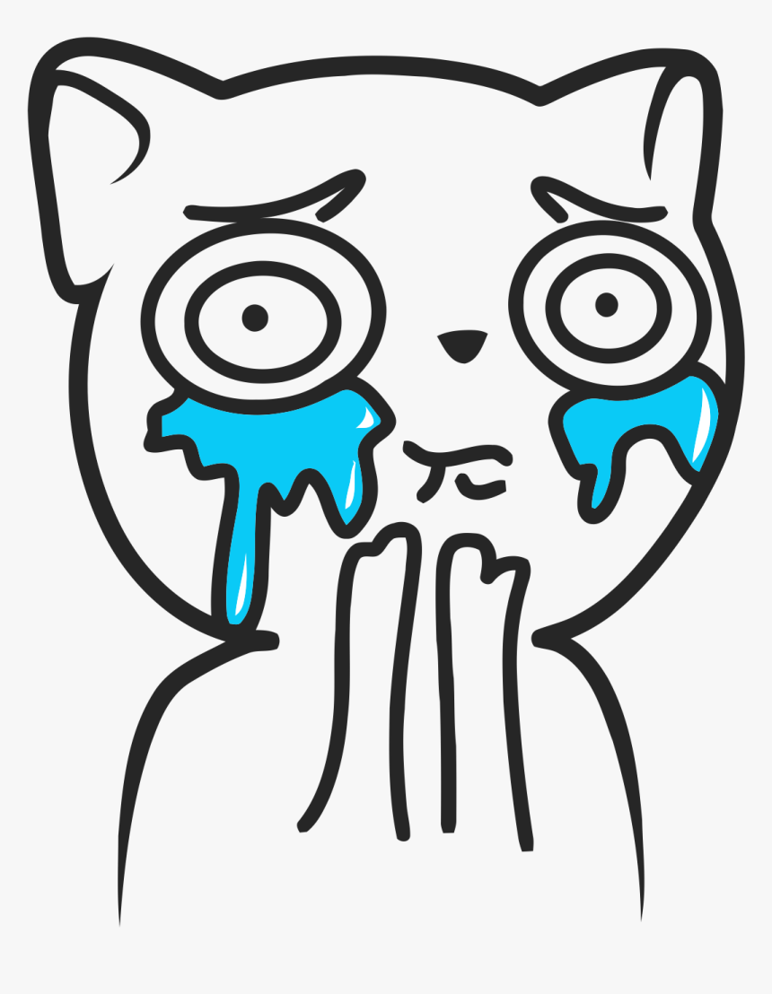 Crying Face Meme Png Picture Black And White - Crying Cat Cartoon Png, Transparent Png, Free Download