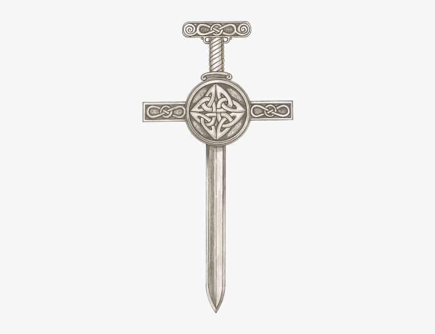 Cross With Sword Drawing, HD Png Download, Free Download