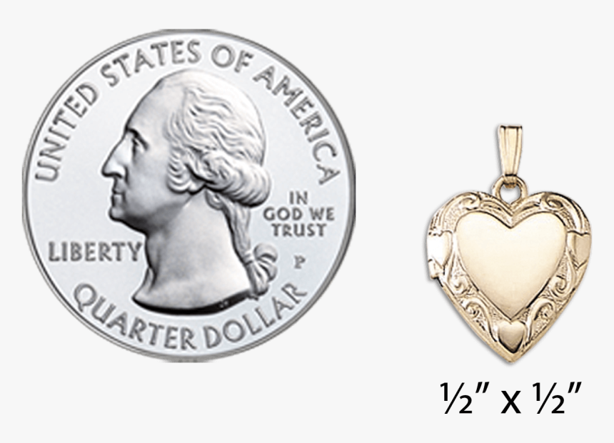 Heart Locket With Embossed Heart Design Az State - Quarter, HD Png Download, Free Download