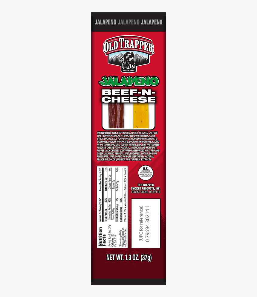 Individual Jalapeno Beef & Cheese Snack Stick - Old Trapper, HD Png Download, Free Download