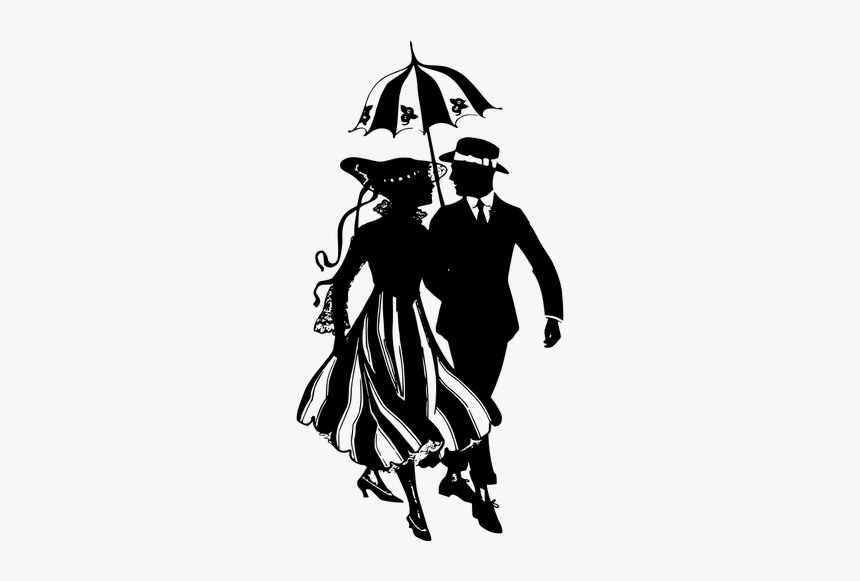 Wedding Couple Under Umbrella Vector Image - Wedding Couples Line Art, HD Png Download, Free Download