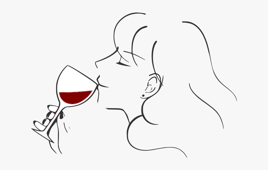 #woman #outline #wine #drinking - Drinking Wine Outline, HD Png Download, Free Download