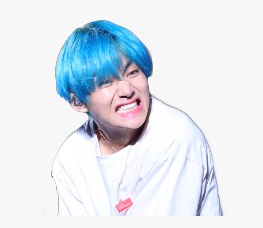 Tae Stan Are You Ok With Blue Hair Cuz I"am Dying Right - Tae With Blue Hair, HD Png Download, Free Download