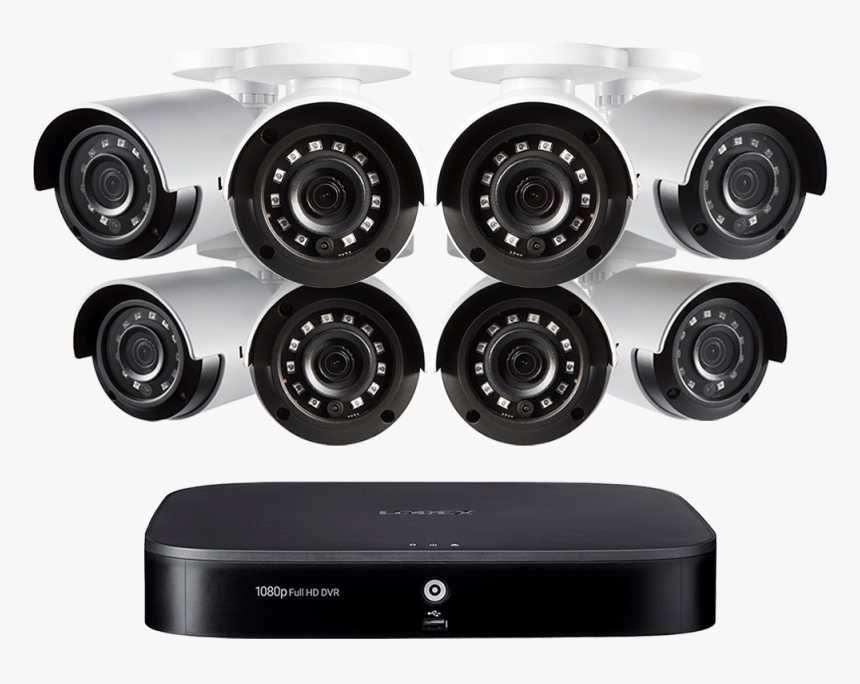 1080p Hd 8-channel Security System With Eight 1080p - Security Camera Packs, HD Png Download, Free Download