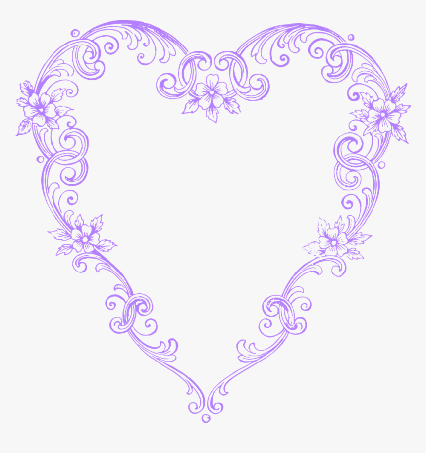 Free Images Fancy Vintage Purple Heart Clip Art Image - Vintage Heart Border Png, Transparent Png, Free Download