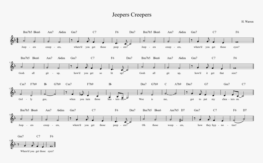 Jeepers Creepers Piano Sheet Music, HD Png Download, Free Download