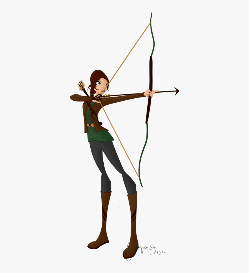 Clipart Royalty Free Download Archery Drawing Katniss - Drawing Shooting Bow, HD Png Download, Free Download